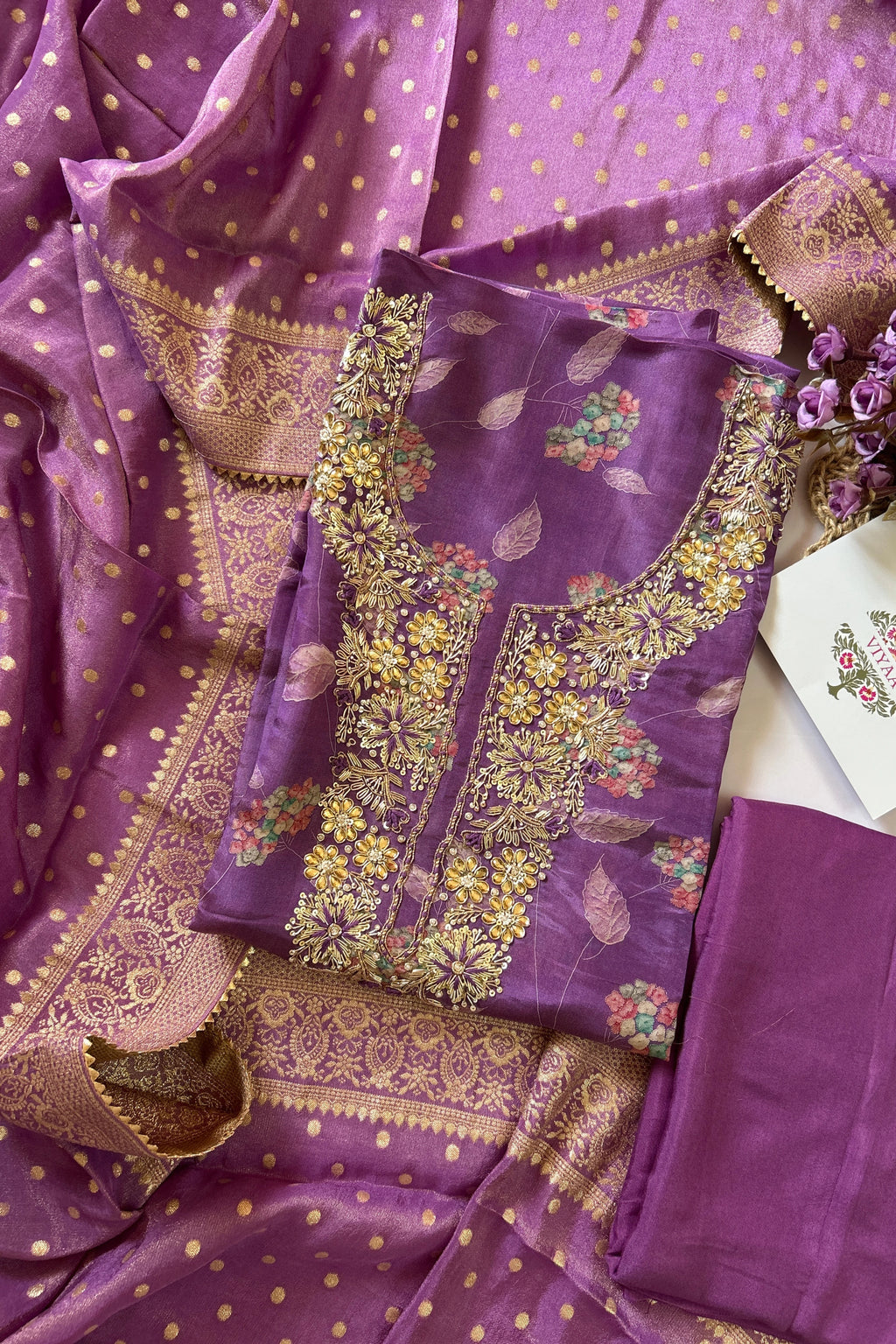 Purple Tissue Silk Suit